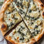 Indulge in Artichoke Pizza with Spinach Parmesan Cream Sauce artichoke pizza with spinach parmesan cream sauce