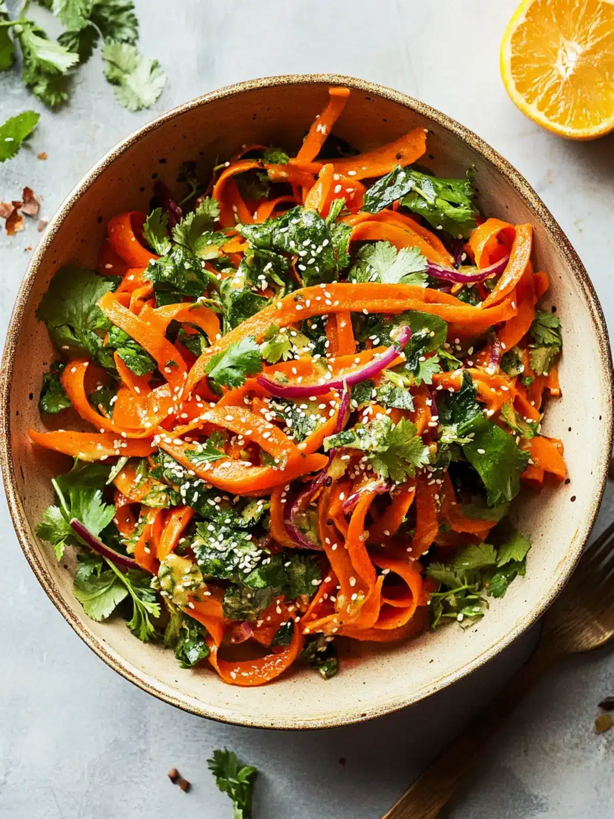 Zesty Carrot Salad with Citrus Miso-Ginger Dressing Delight Carrot Salad with Citrus Miso-Ginger Dressing