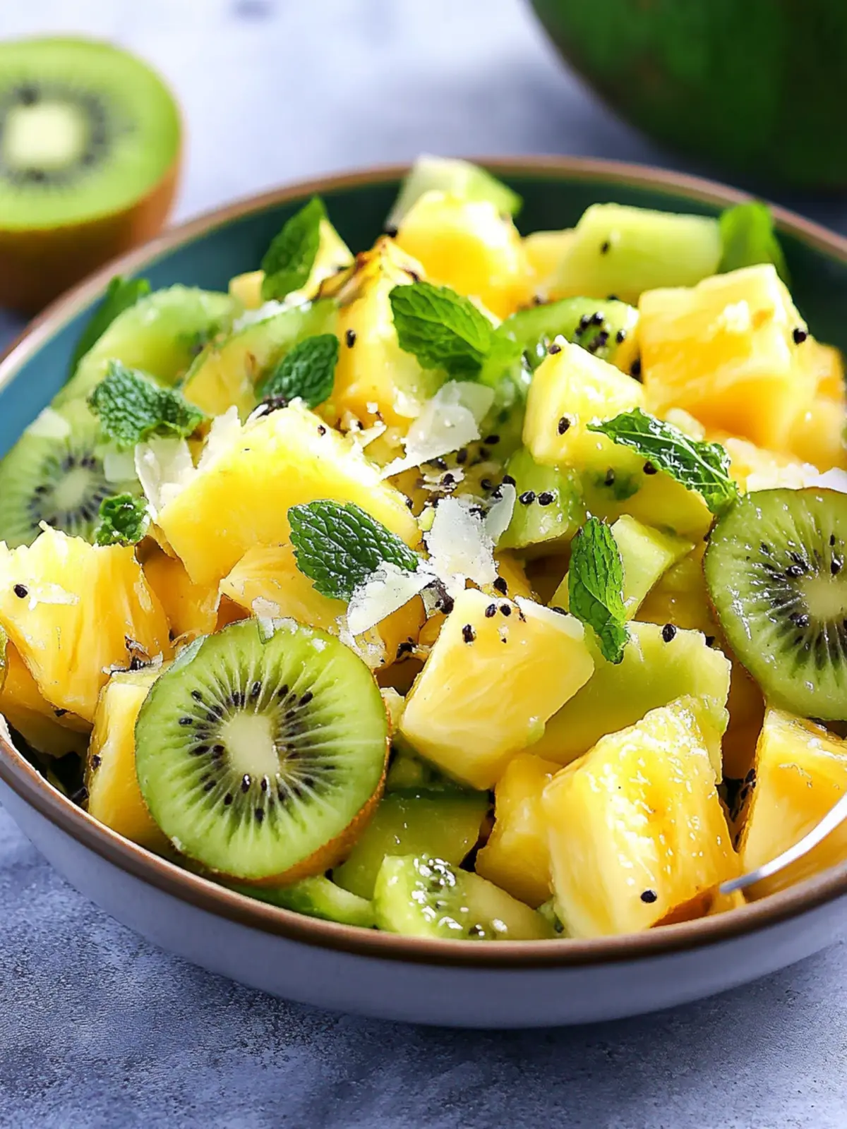 Tropical Pineapple Kiwi Salad with Toasted Coconut Delight Pineapple Kiwi Salad