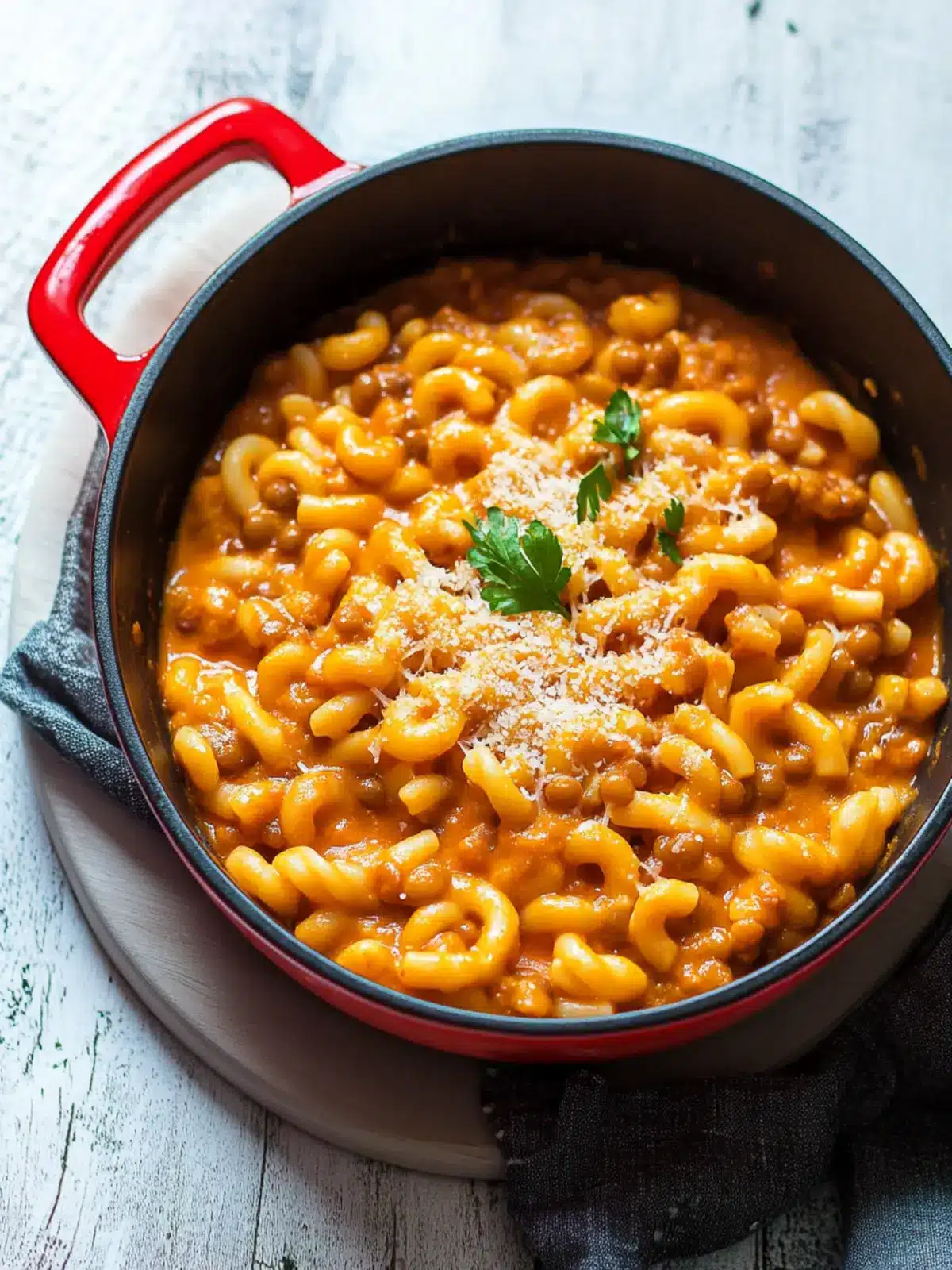 Savory One Pot Pasta with Cheesy Lentil Sauce Delight! One Pot Pasta with Cheesy Lentil Sauce
