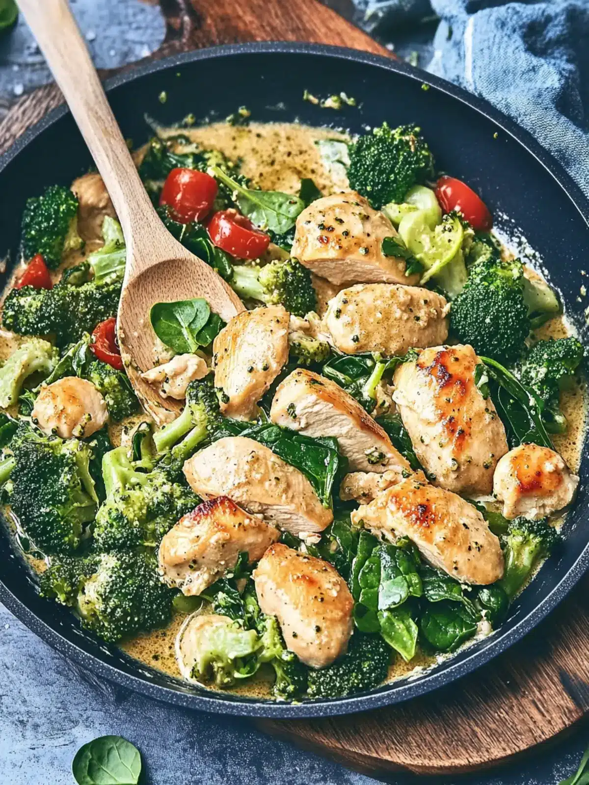 Satisfy Your Cravings with Garlic Chicken, Broccoli & Spinach Garlic Chicken with Broccoli and Spinach