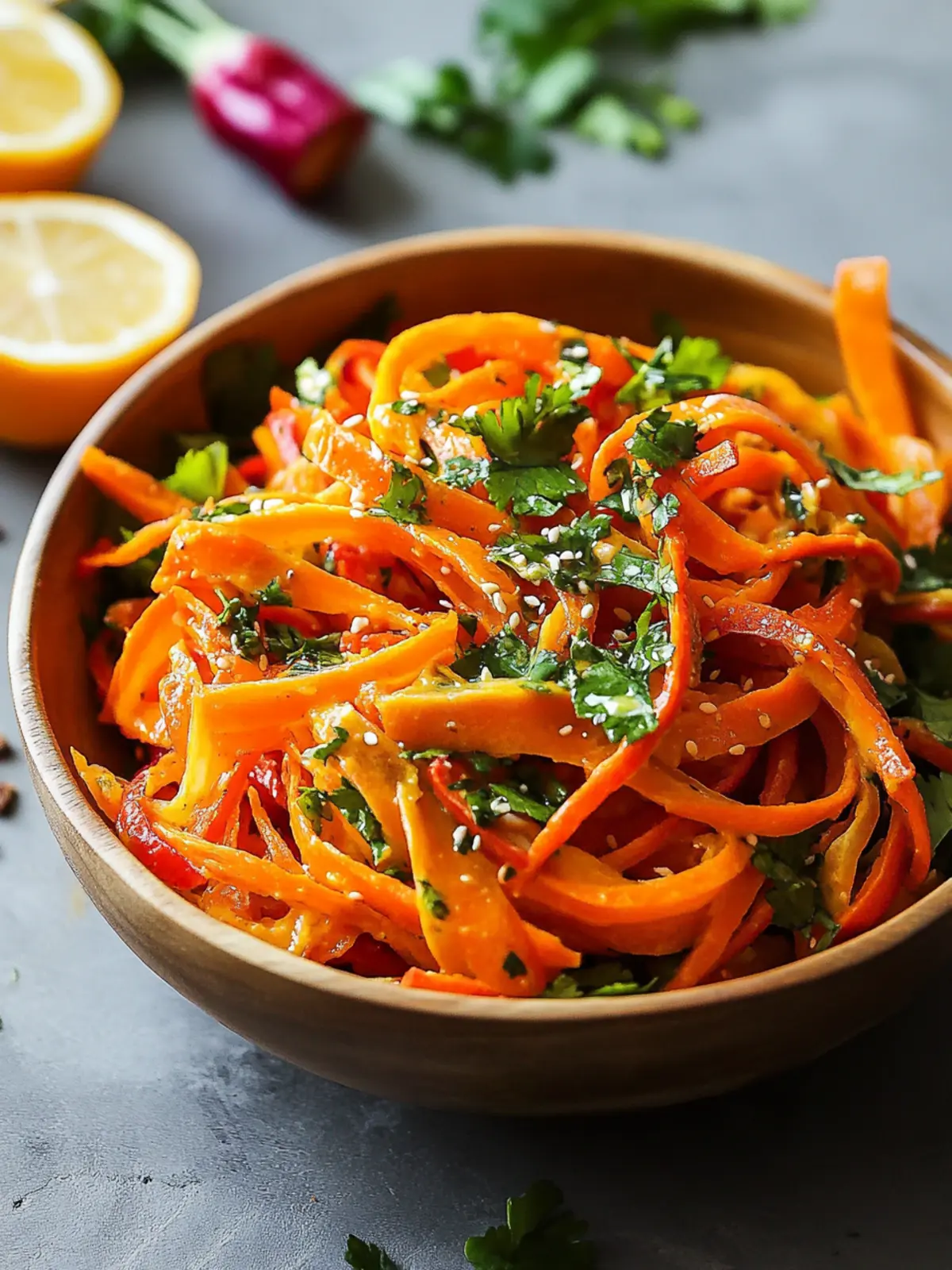 Zesty Carrot Salad with Citrus Miso-Ginger Dressing Delight Carrot Salad with Citrus Miso-Ginger Dressing
