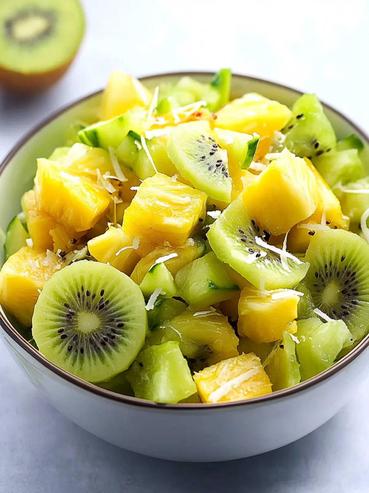 Tropical Pineapple Kiwi Salad with Toasted Coconut Delight Pineapple Kiwi Salad