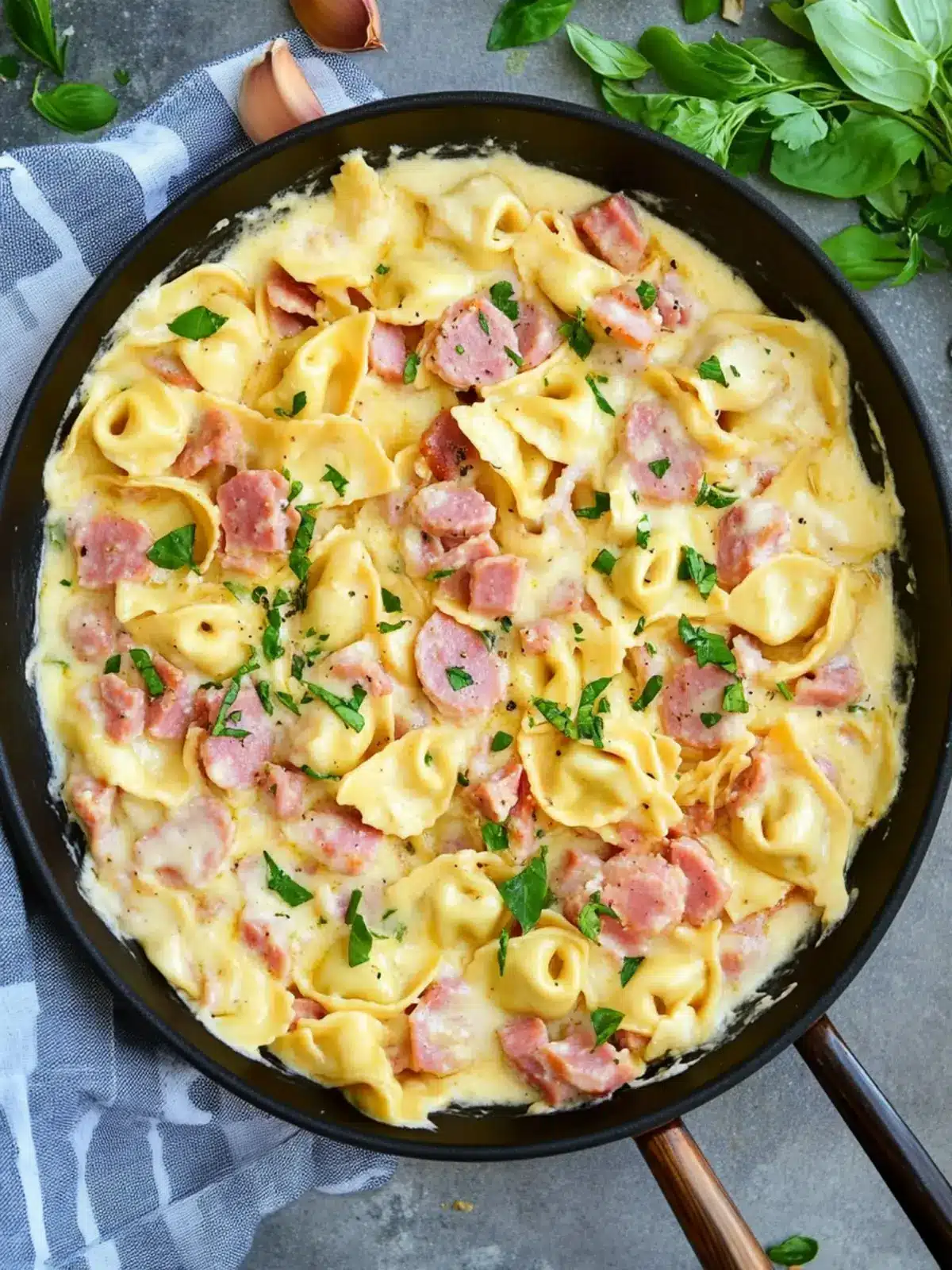Irresistible One Pan Ham & Cheese Tortellini in 25 Minutes One Pan Ham & Cheese Tortellini