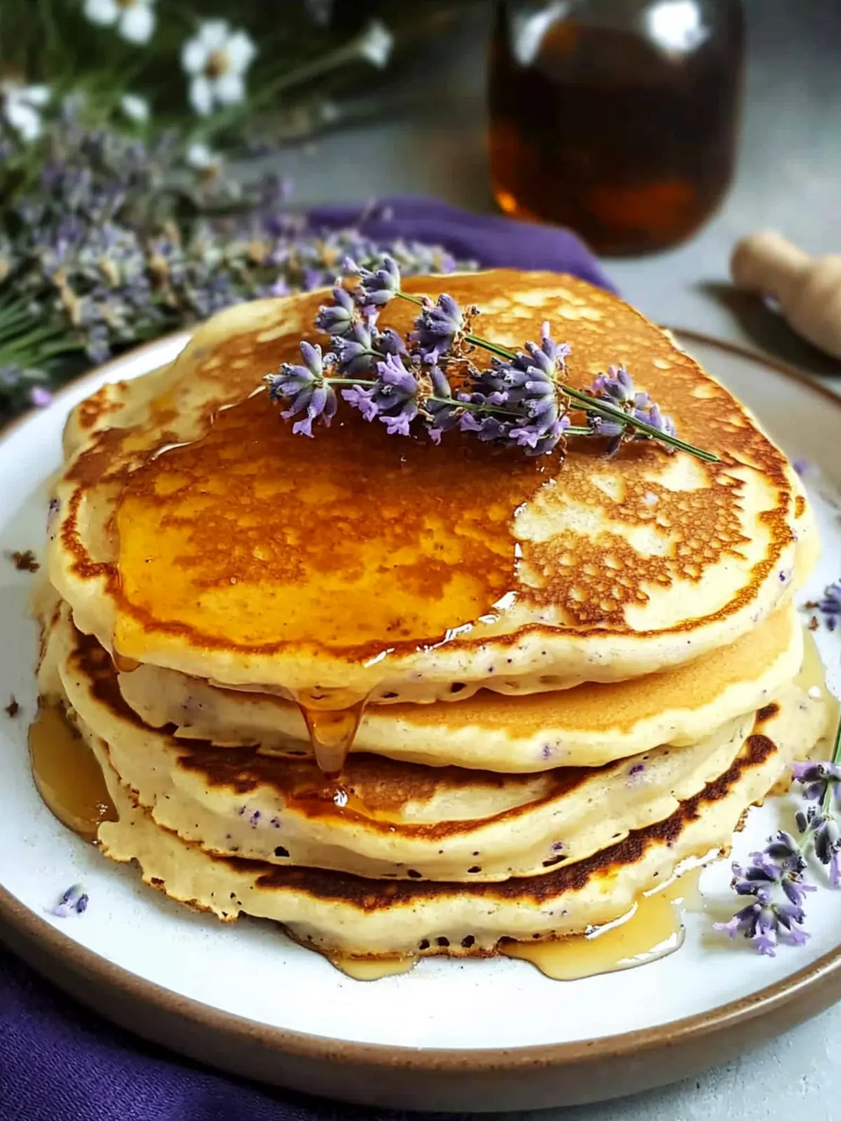 Indulge in Lavender Pancakes with Lavender Honey Bliss Lavender Pancakes with Lavender Honey