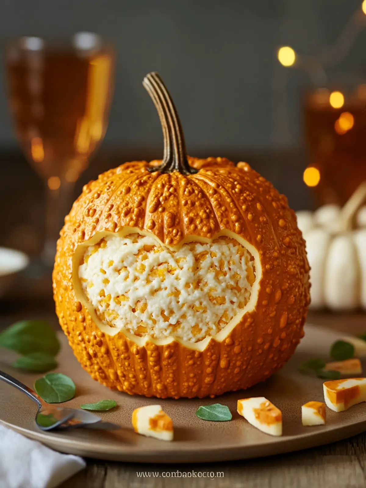 Delicious Pumpkin-Shaped Cheese Ball for Your Next Gathering Pumpkin-Shaped Cheese Ball