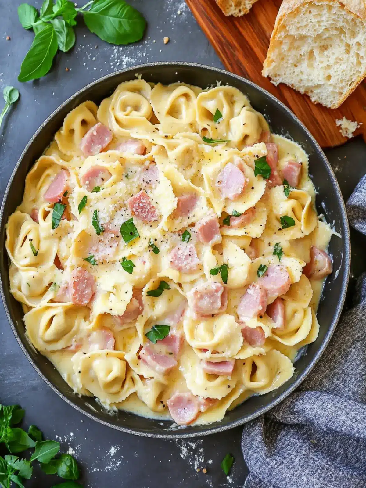Irresistible One Pan Ham & Cheese Tortellini in 25 Minutes One Pan Ham & Cheese Tortellini