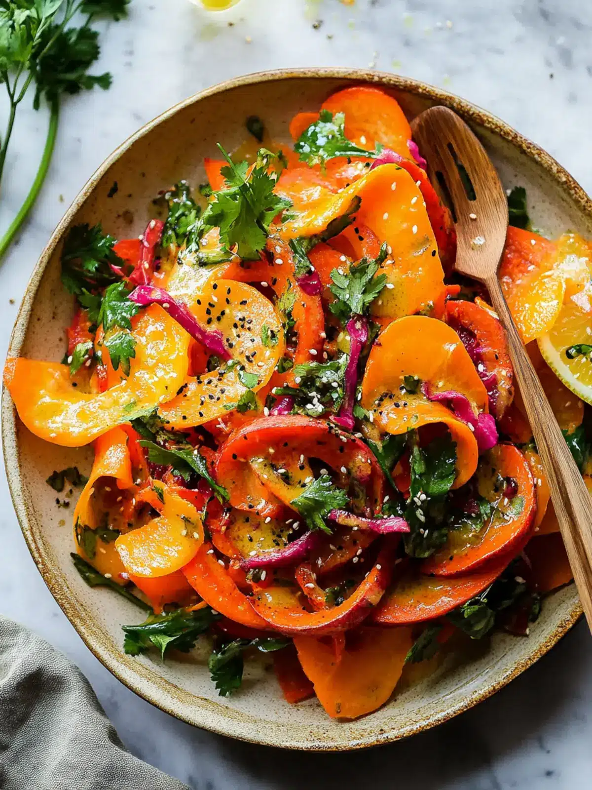 Zesty Carrot Salad with Citrus Miso-Ginger Dressing Delight Carrot Salad with Citrus Miso-Ginger Dressing