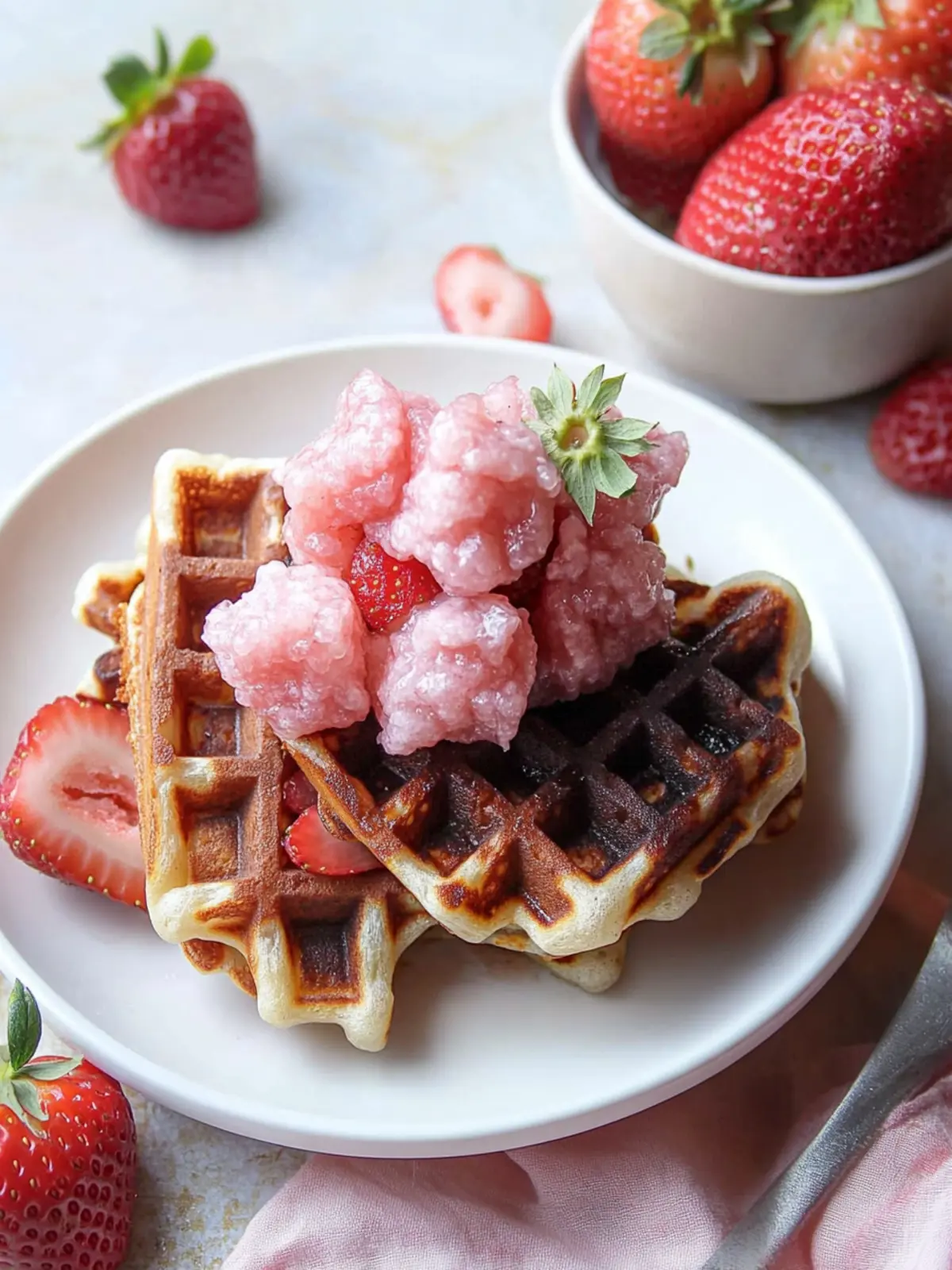 Irresistible Strawberry Mochi Waffles for Sweet Mornings Strawberry Mochi Waffles