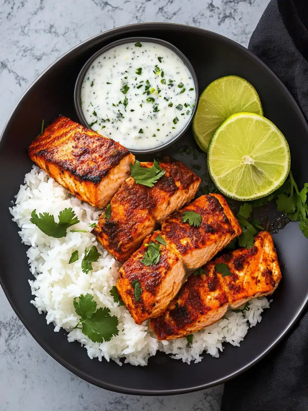 Savor Tandoori Salmon with Raita for a Flavorful Feast Tandoori Salmon with Raita