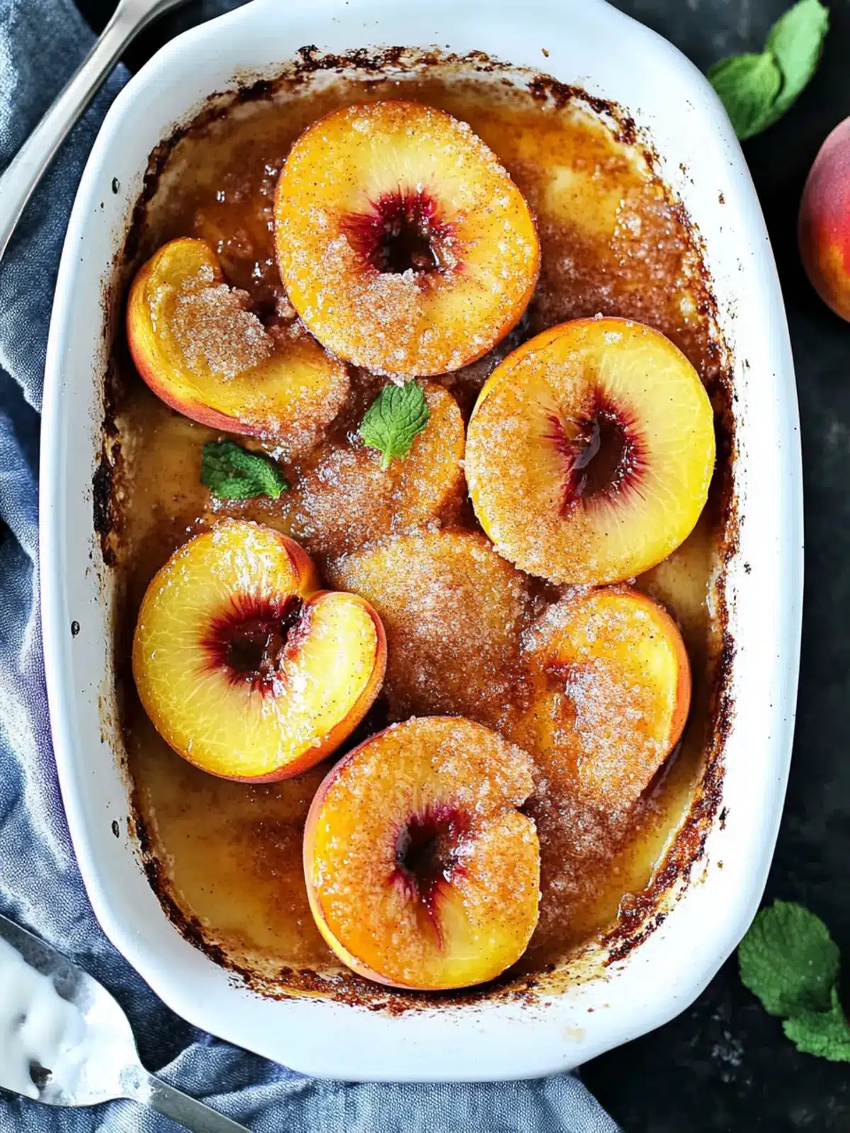 Delicious Cinnamon Sugar Baked Peaches with Ice Cream Delight Cinnamon Sugar Baked Peaches