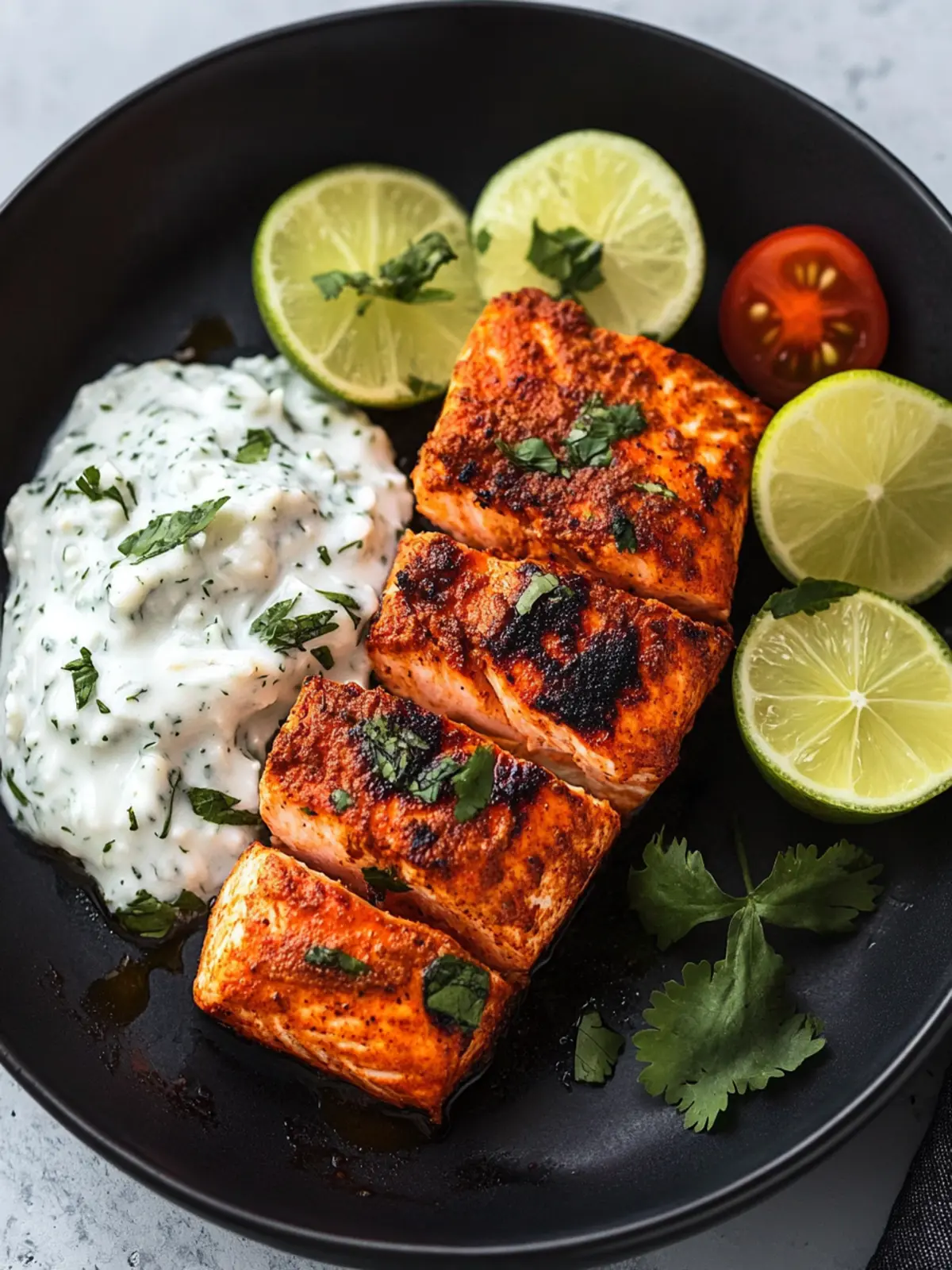 Savor Tandoori Salmon with Raita for a Flavorful Feast Tandoori Salmon with Raita
