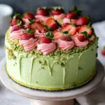 Delight in Homemade Strawberry Matcha Cake Bliss Strawberry Matcha Cake