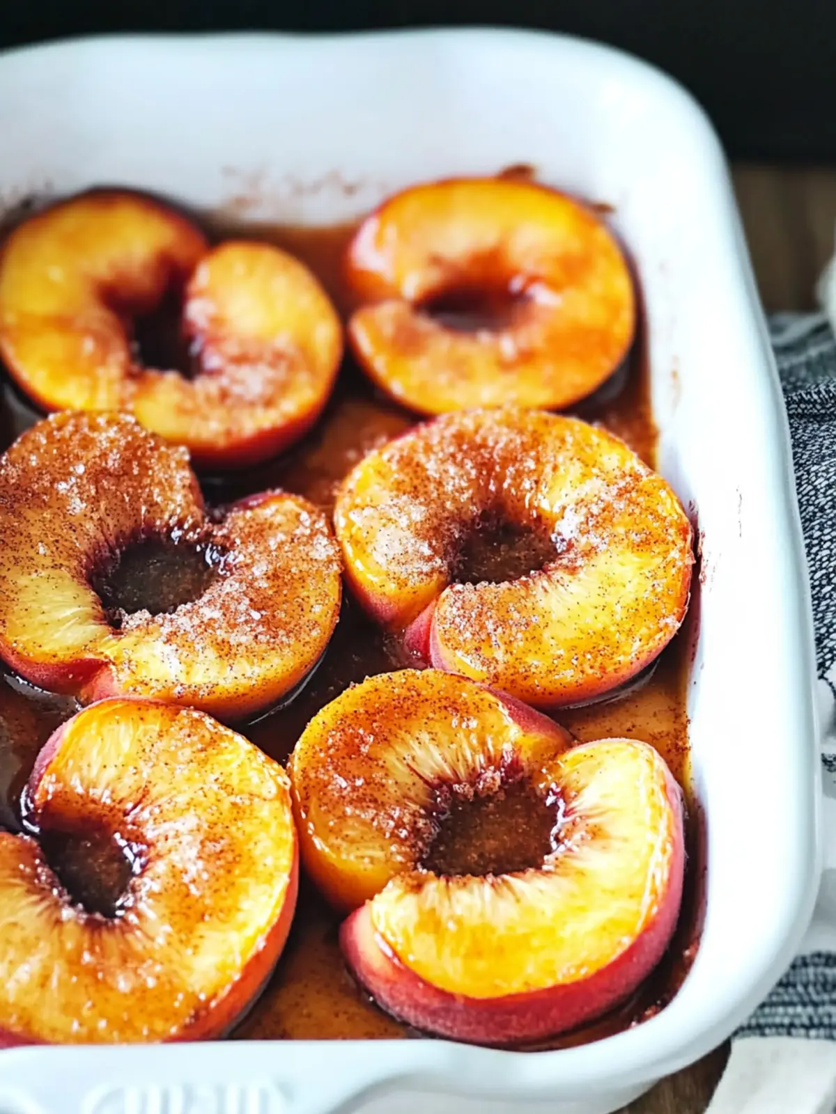 Delicious Cinnamon Sugar Baked Peaches with Ice Cream Delight Cinnamon Sugar Baked Peaches