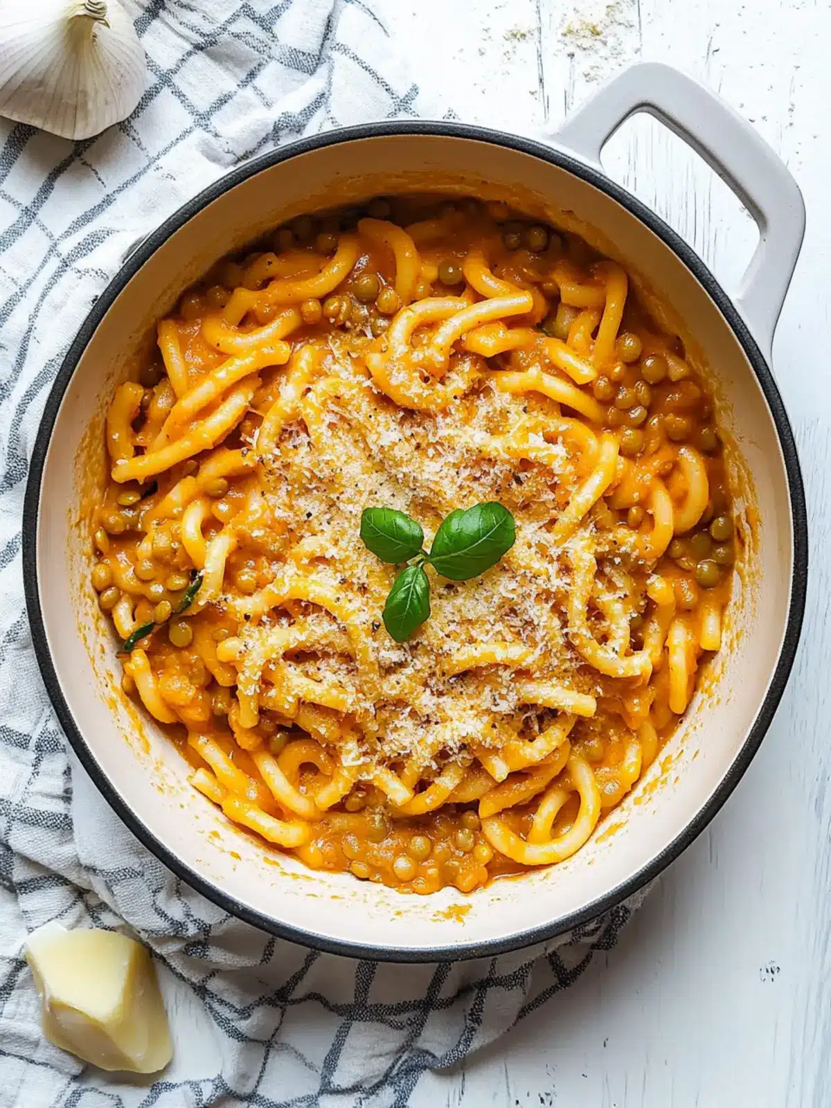 Savory One Pot Pasta with Cheesy Lentil Sauce Delight! One Pot Pasta with Cheesy Lentil Sauce