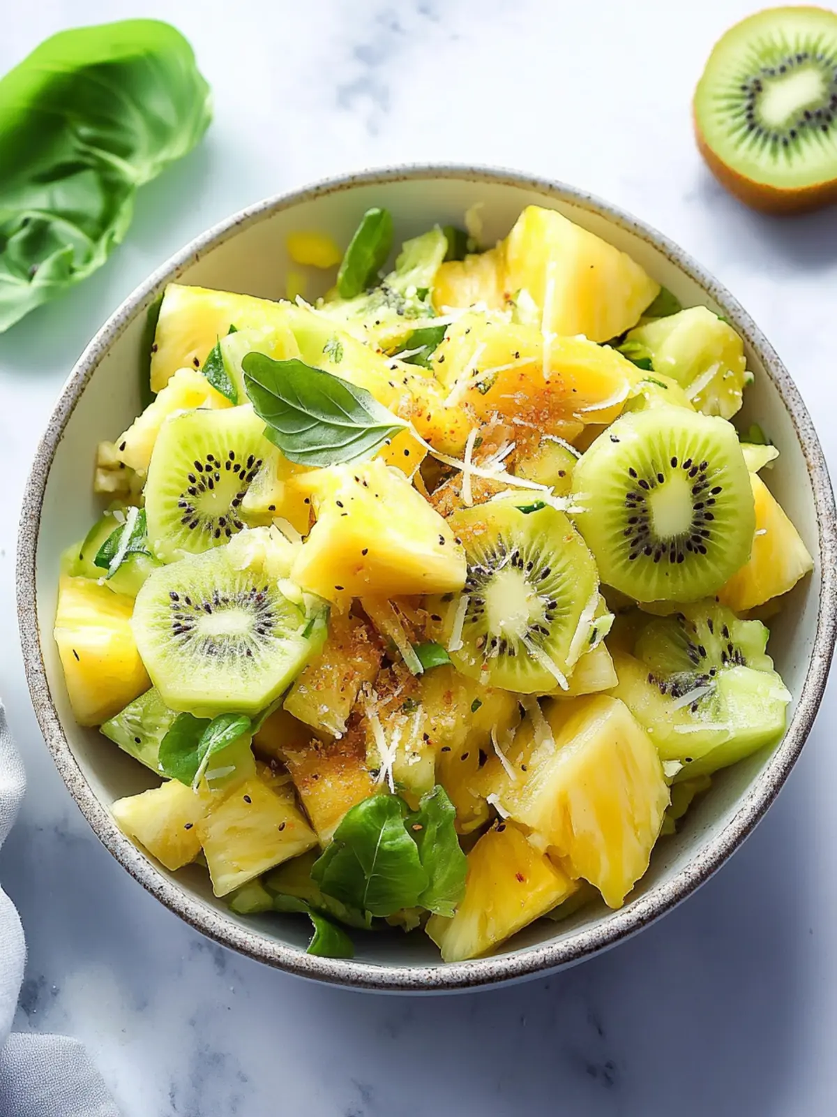 Tropical Pineapple Kiwi Salad with Toasted Coconut Delight Pineapple Kiwi Salad