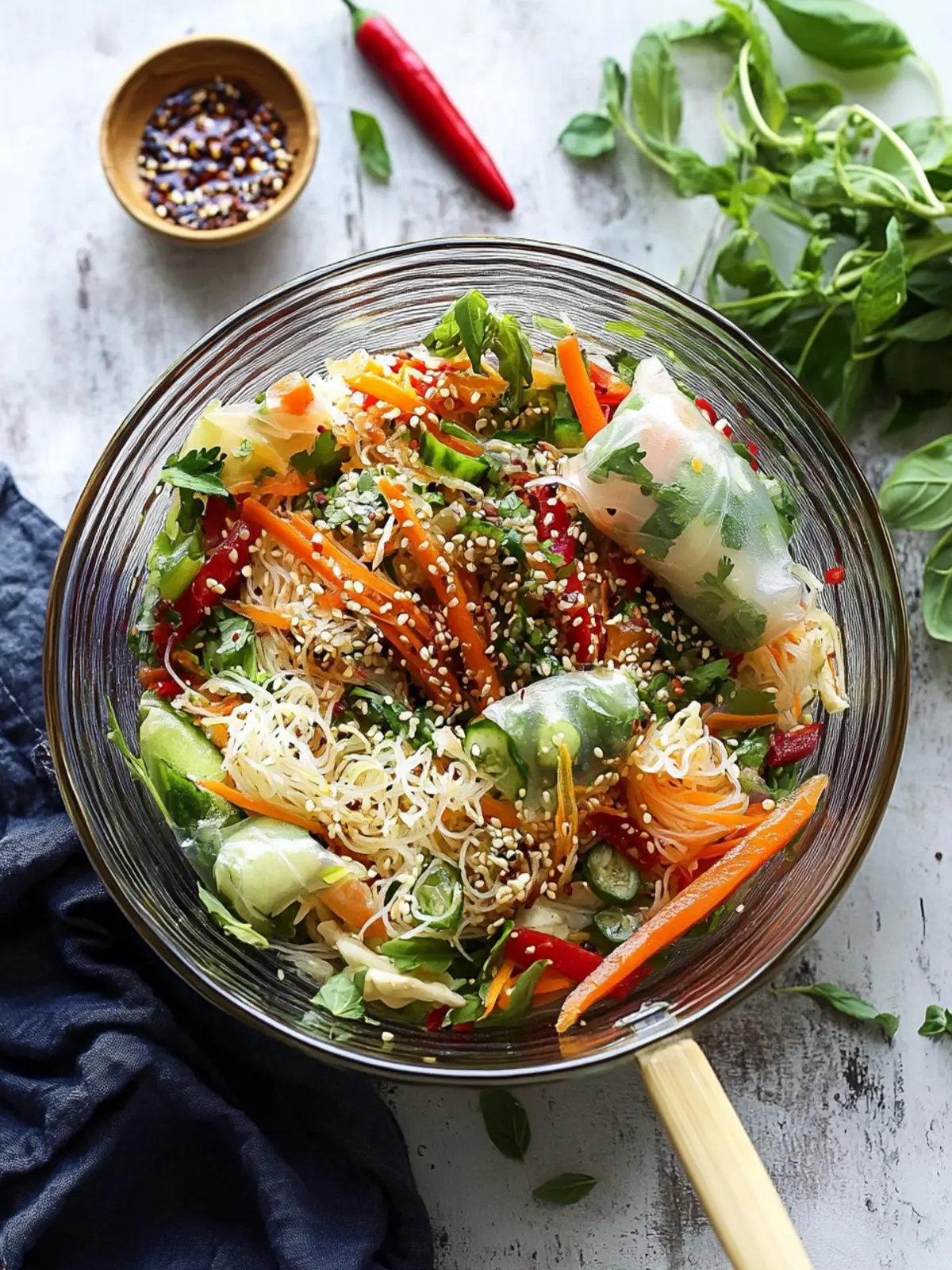 Spring Roll Salad with Spicy Ginger Dressing to Wow Your Tastebuds Spring Roll Salad with Spicy Ginger Dressing