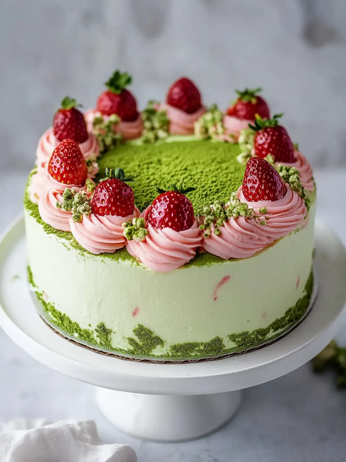 Delight in Homemade Strawberry Matcha Cake Bliss Strawberry Matcha Cake