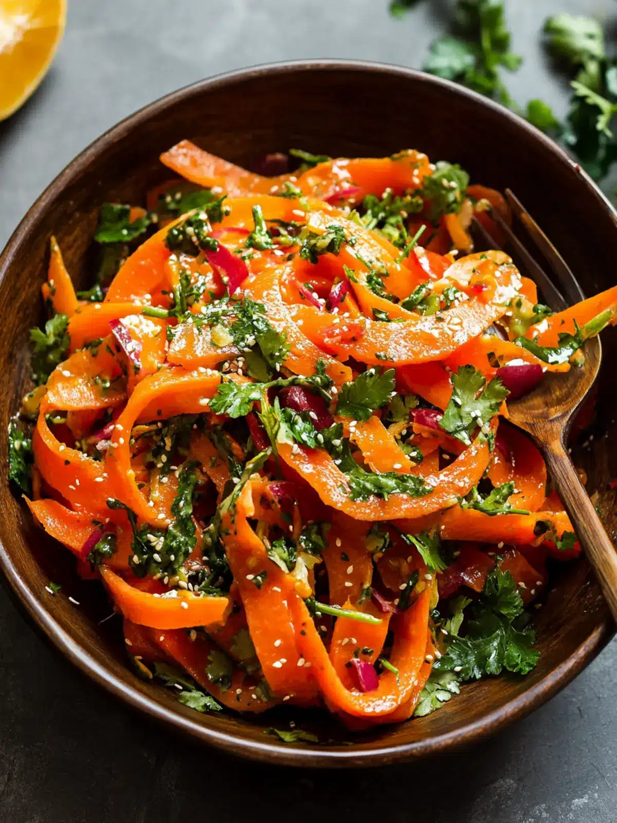 Zesty Carrot Salad with Citrus Miso-Ginger Dressing Delight Carrot Salad with Citrus Miso-Ginger Dressing
