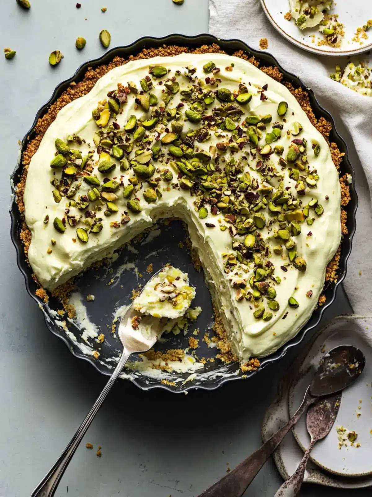 Irresistible No Bake Pistachio Cannoli Pie You’ll Love! Pistachio Cannoli Pie